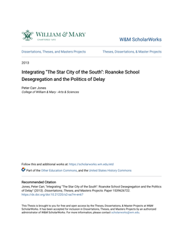 Roanoke School Desegregation and the Politics of Delay