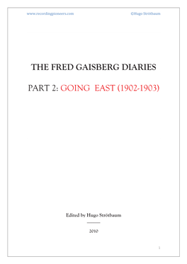The Fred Gaisberg Diaries Part 2