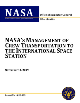 NASA's Management of Crew Transportation to the International