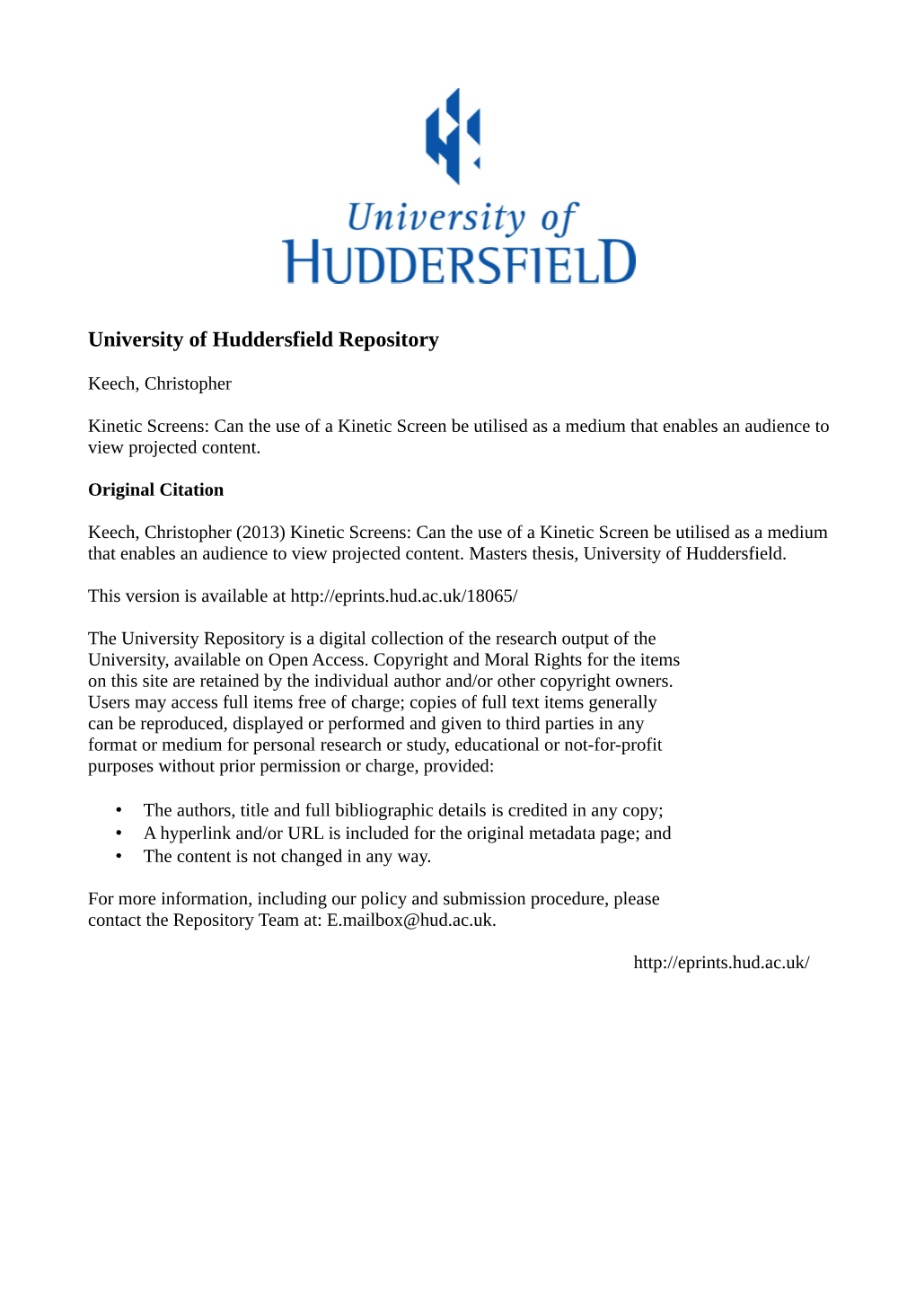 University of Huddersfield Repository