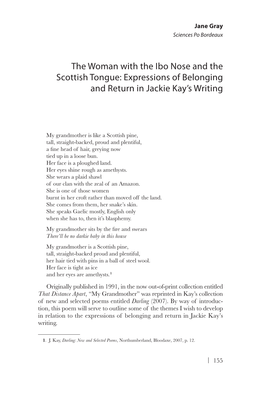 The Woman with the Ibo Nose and the Scottish Tongue: Expressions of Belonging and Return in Jackie Kay’S Writing