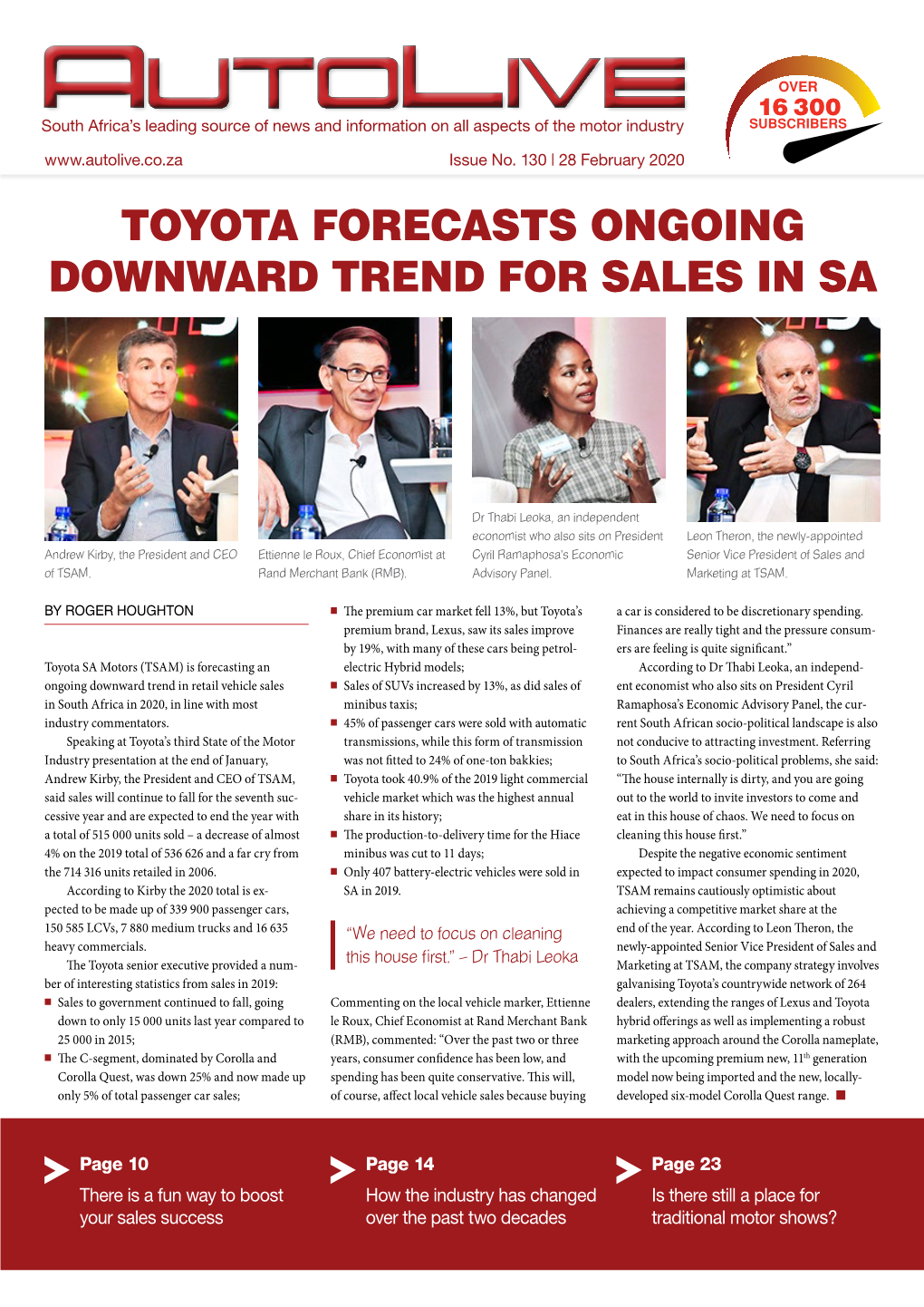 Toyota Forecasts Ongoing Downward Trend for Sales in Sa