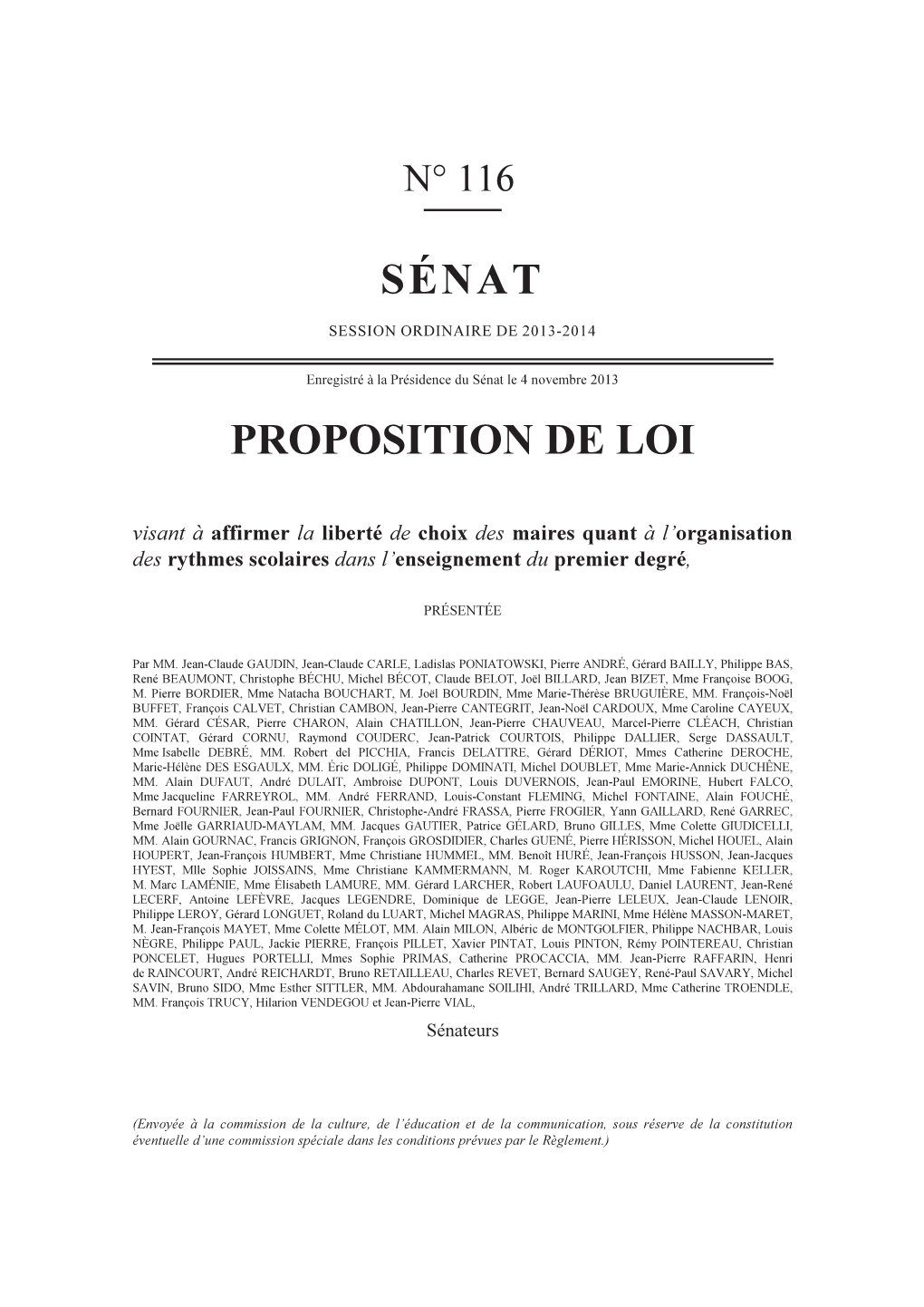 Sénat Proposition De