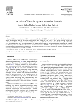Activity of Linezolid Against Anaerobic Bacteria