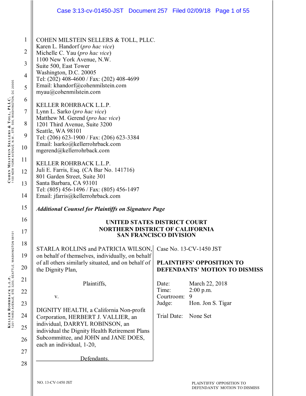 Plaintiffs' Opposition to Defendants' Motion to Dismiss