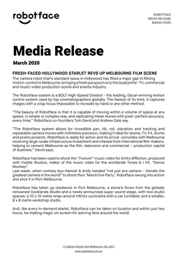 Media Release March 2020