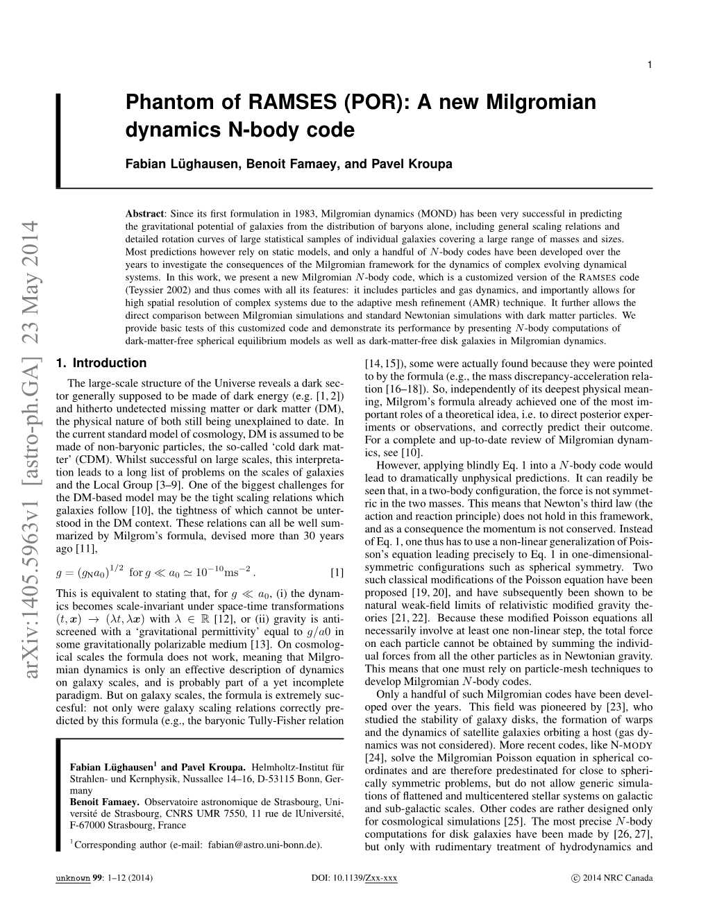 Phantom of RAMSES (POR): a New Milgromian Dynamics N-Body Code