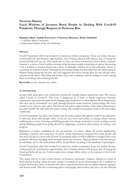 Nyuwun Slamet; Local Wisdom of Javanese Rural People in Dealing with Covid-19 Pandemic Through Request in Slametan Rite