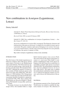 New Combinations in Acmispon (Leguminosae, Loteae)