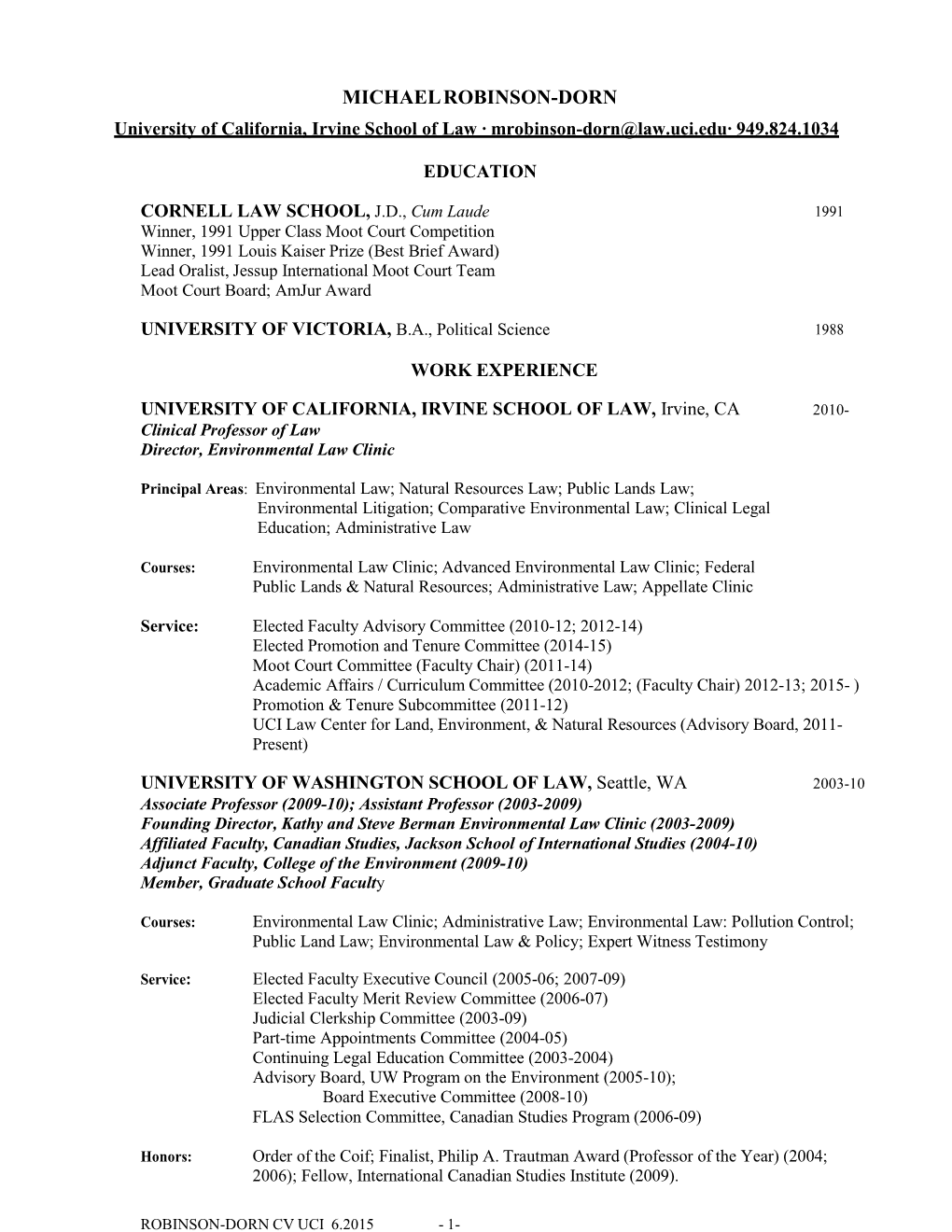 Michael Robinson-Dorn's CV