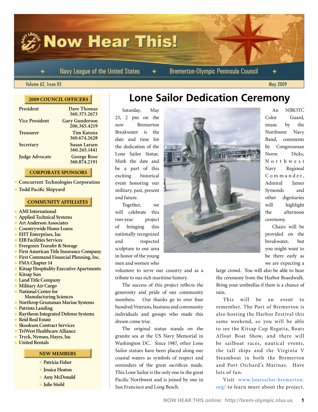 Lone Sailor Dedication Ceremony -.: Navy League of the US | Bremerton-Olympic Chapter