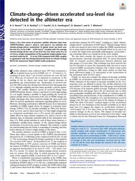 Climate-Change–Driven Accelerated Sea-Level Rise Detected in the Altimeter Era