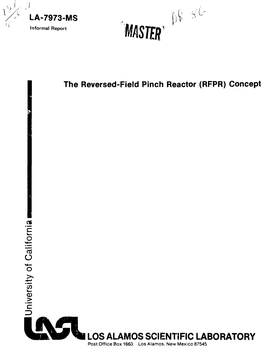 LA-7973-MS the Reversed-Field Pinch Reactor (RFPR) Concept O