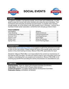 GAME Social Events