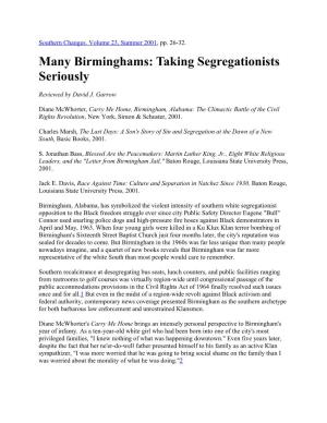 Many Birminghams: Taking Segregationists Seriously