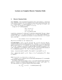 Lectures on Complete Discrete Valuation Fields
