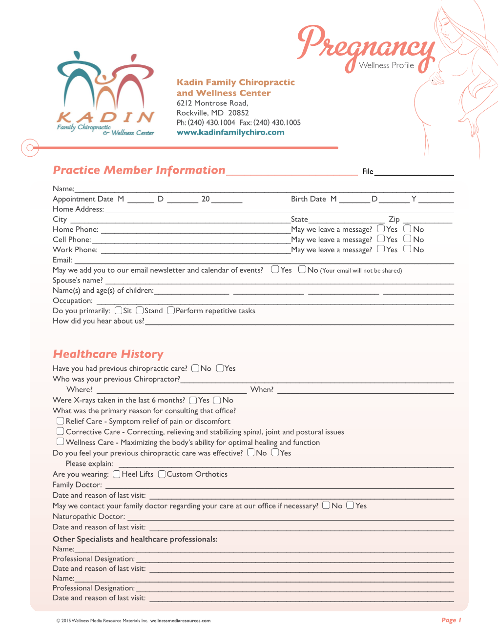 Wellness Media Intake Pregnancy Form