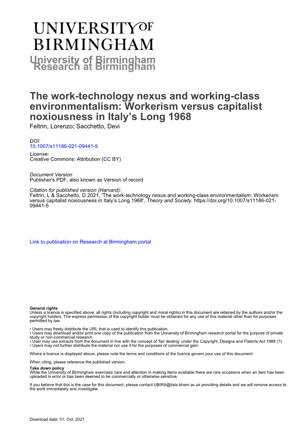 Workerism Versus Capitalist Noxiousness in Italy's Long 1968