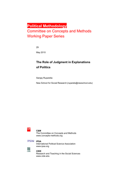 Political Methodology Committee on Concepts and Methods Working Paper Series