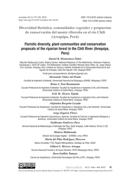 Diversidad Florística, Comunidades Vegetales Y Propuestas De Conservación Del Monte Ribereño En El Río Chili (Arequipa