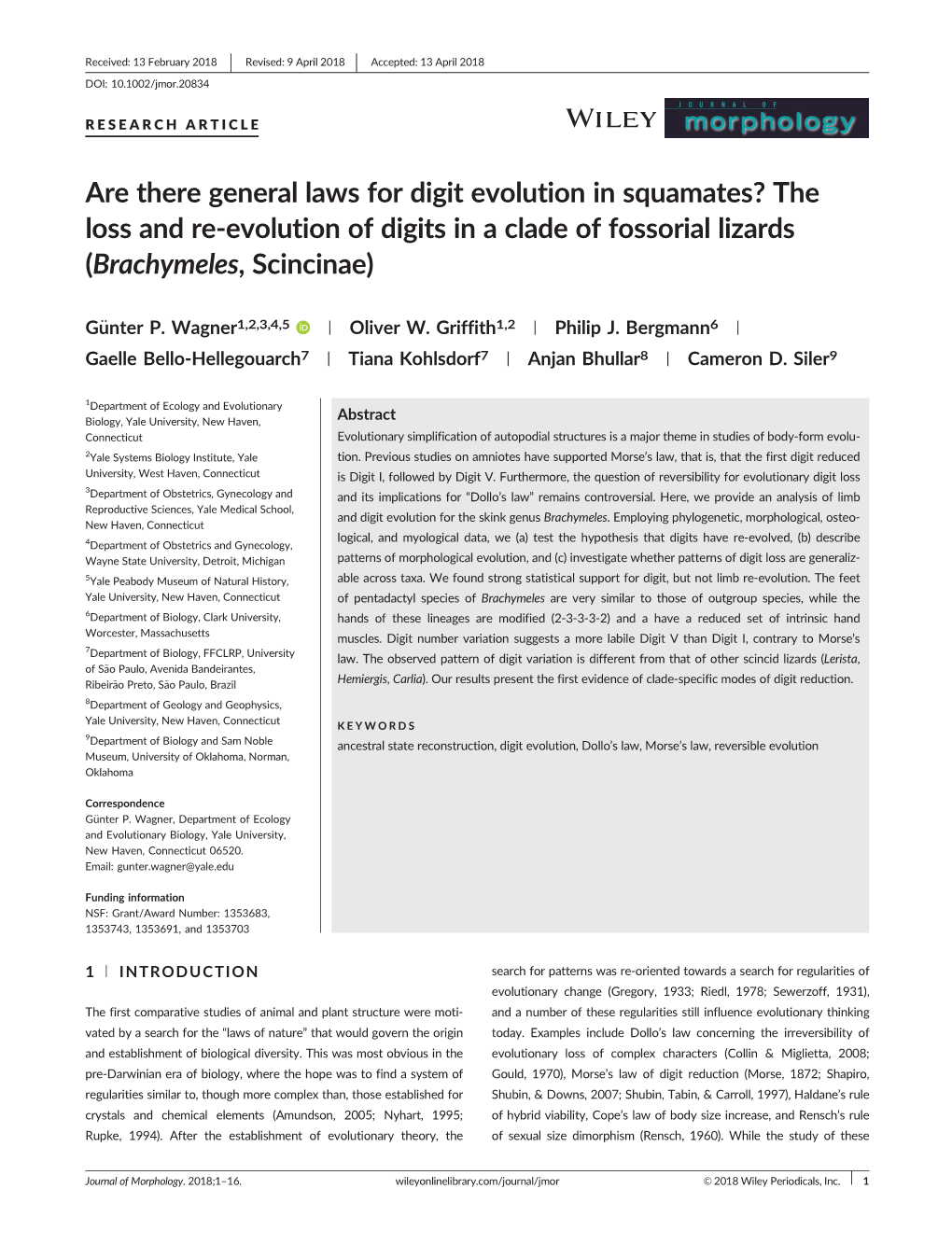 Evolution of Digits in a Clade of Fossorial Lizards (Brachymeles,Scincinae)