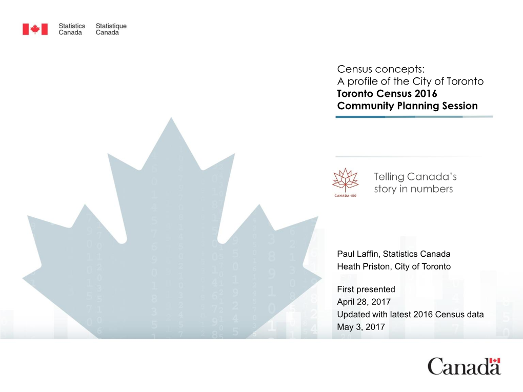 Telling Canada's Story in Numbers Census Concepts