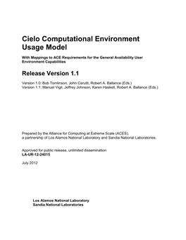Cielo Computational Environment Usage Model