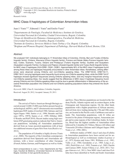 MHC Class II Haplotypes of Colombian Amerindian Tribes
