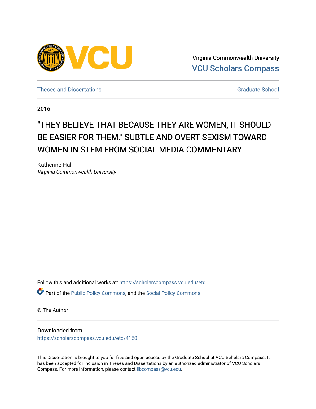 Subtle and Overt Sexism Toward Women in Stem from Social Media Commentary