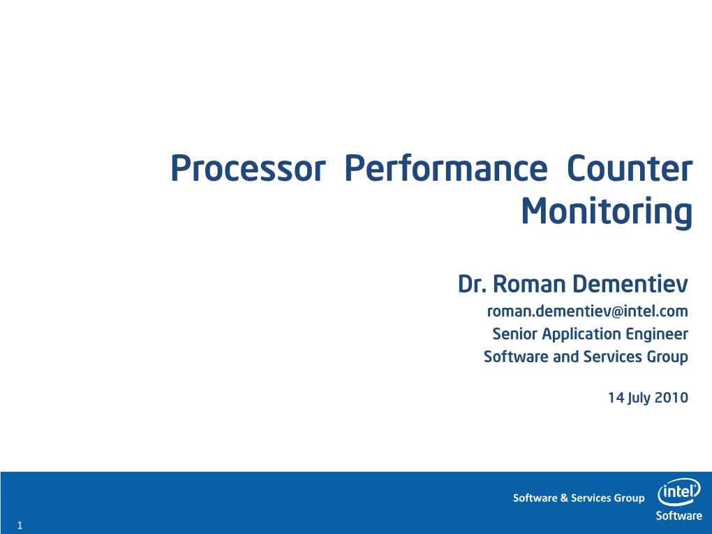 Processor Performance Counter Monitoring