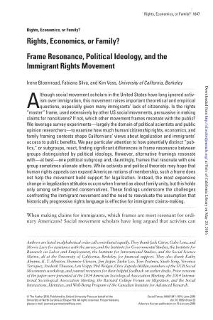 Frame Resonance, Political Ideology, and the Immigrant Rights Movement