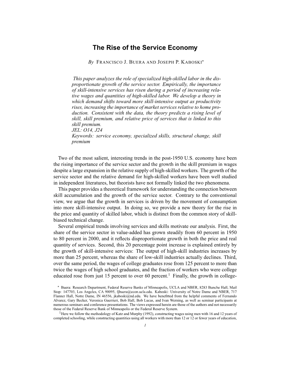 The Rise of the Service Economy