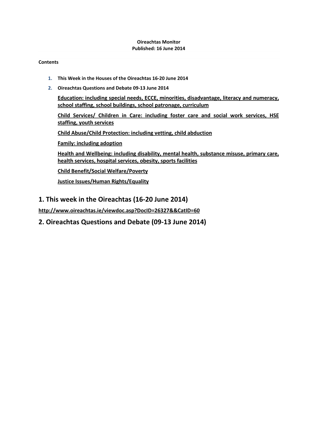 Alliance Oireachtas Monitor 141 09-13 June 2014.Pdf