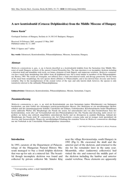 (Cetacea: Delphinoidea) from the Middle Miocene of Hungary