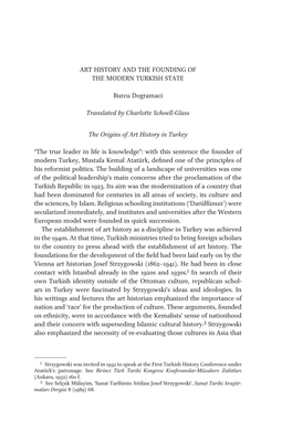 Art History and the Founding of the Modern Turkish State
