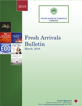 Fresh Arrivals Bulletin March, 2019