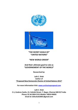 “The Secret Goals Of” “United Nations”