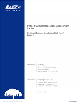 Phase I Cultural Resources Assessment for The