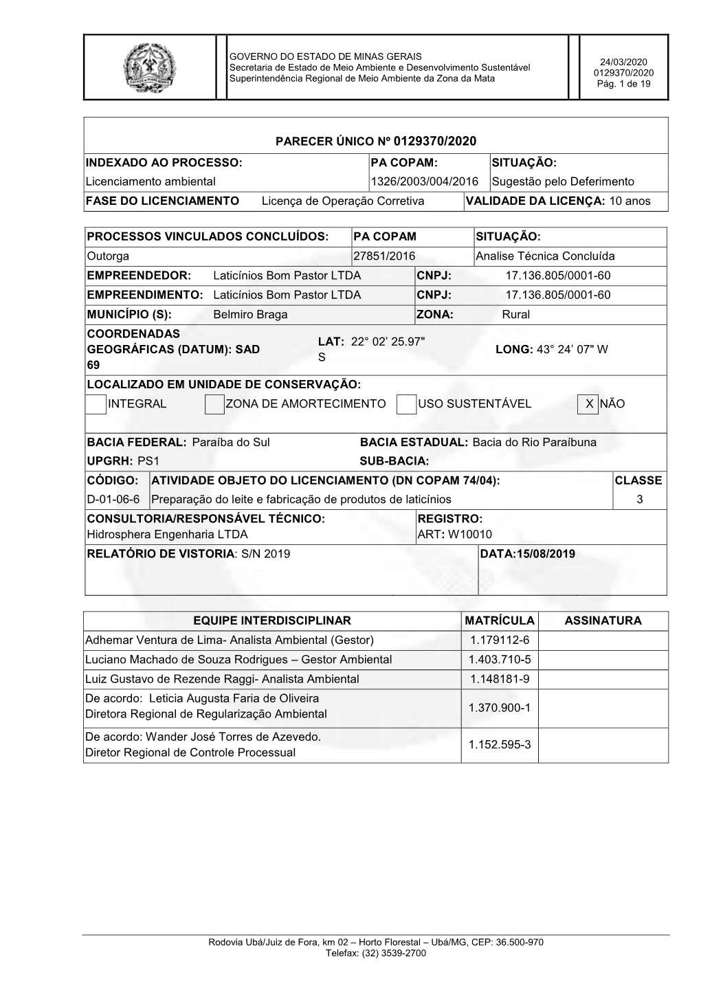 Parecer Único Nº 0129370/2020 Indexado Ao Processo