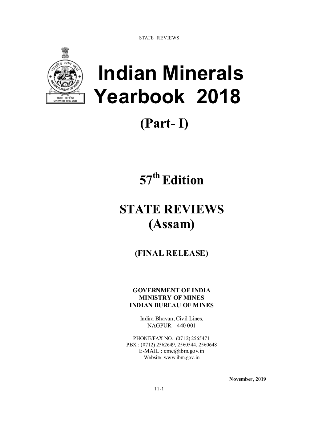 Indian Minerals Yearbook 2018