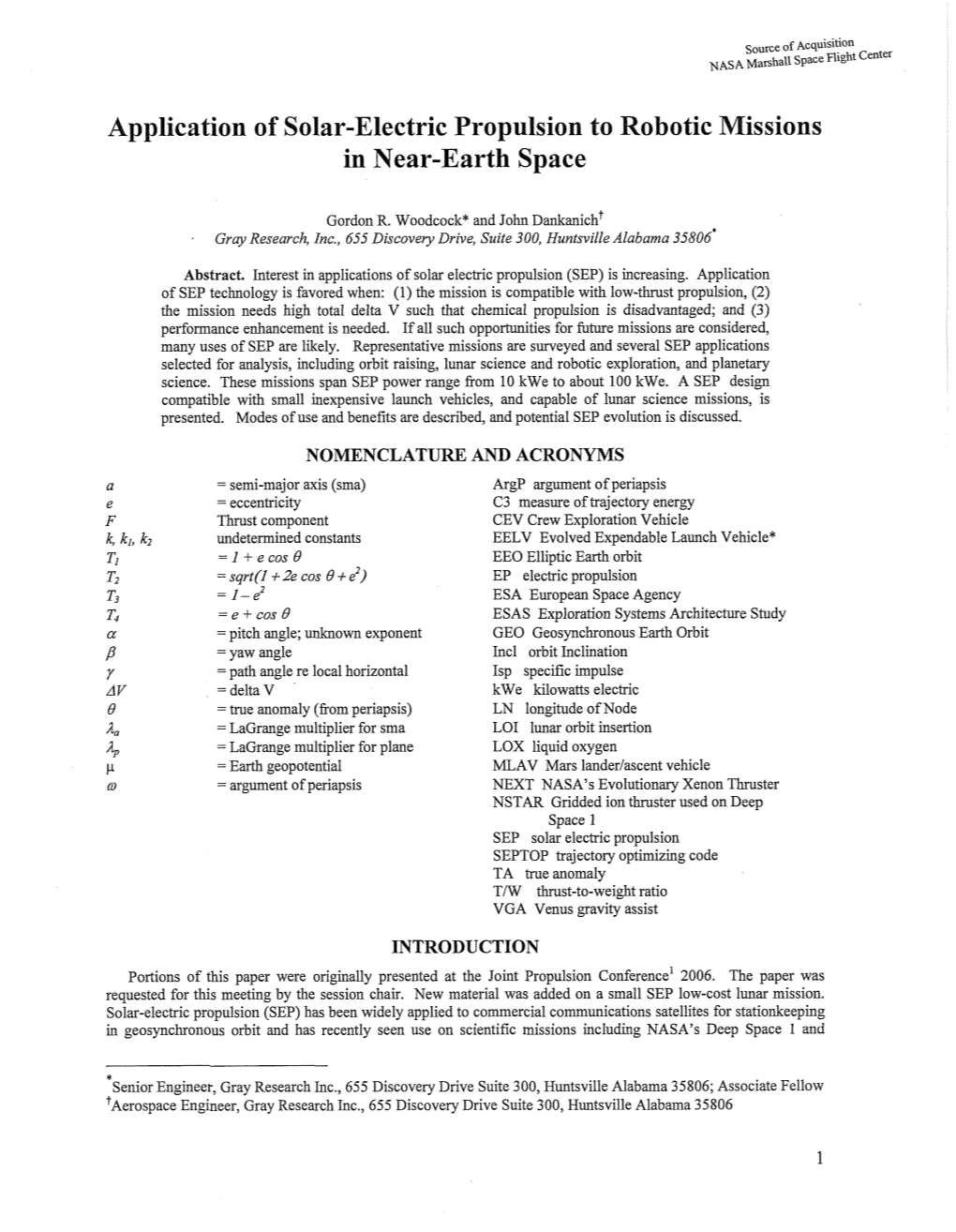 Application of Solar-Electric Propulsion to Robotic Missions in Near-Earth Space