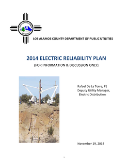 2014 Electric Reliability Plan (For Information & Discussion Only)