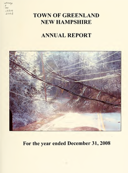 Annual Reports of the Town of Greenland, New Hampshire, for The
