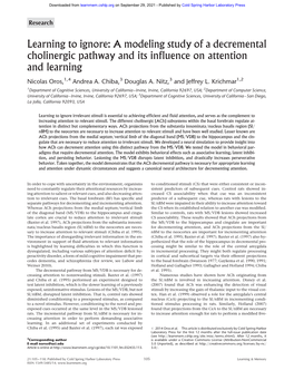 A Modeling Study of a Decremental Cholinergic Pathway and Its Influence on Attention and Learning