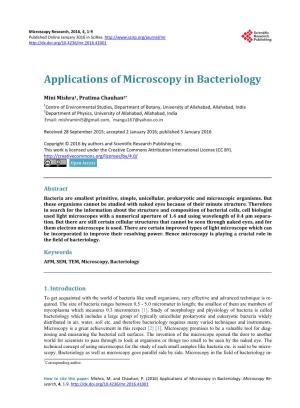 Applications of Microscopy in Bacteriology