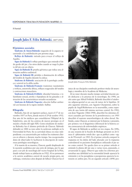 Joseph Jules F. Félix Babinski. 1857-1932 Y Epónimos Asociados Síndrome De Anton-Babinski: Negación De La Ceguera Re- Curriendo a La Confabulación Por Persona Ciega