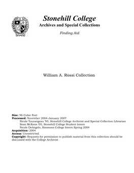 Stonehill College Archives and Special Collections