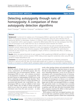 Detecting Autozygosity Through Runs of Homozygosity
