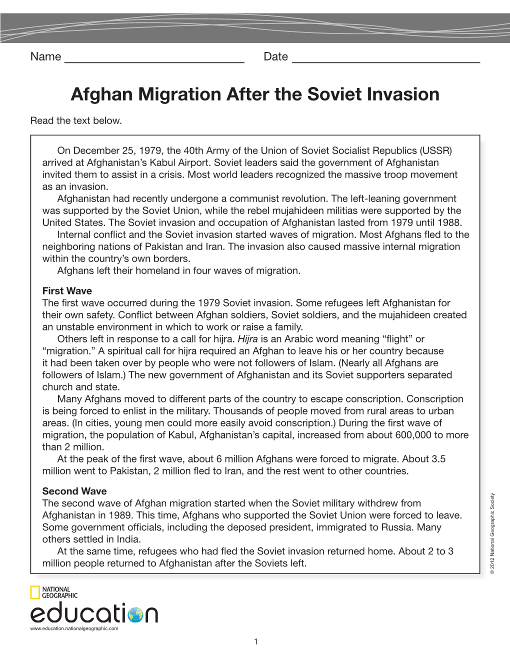 Afghan Migration After the Soviet Invasion