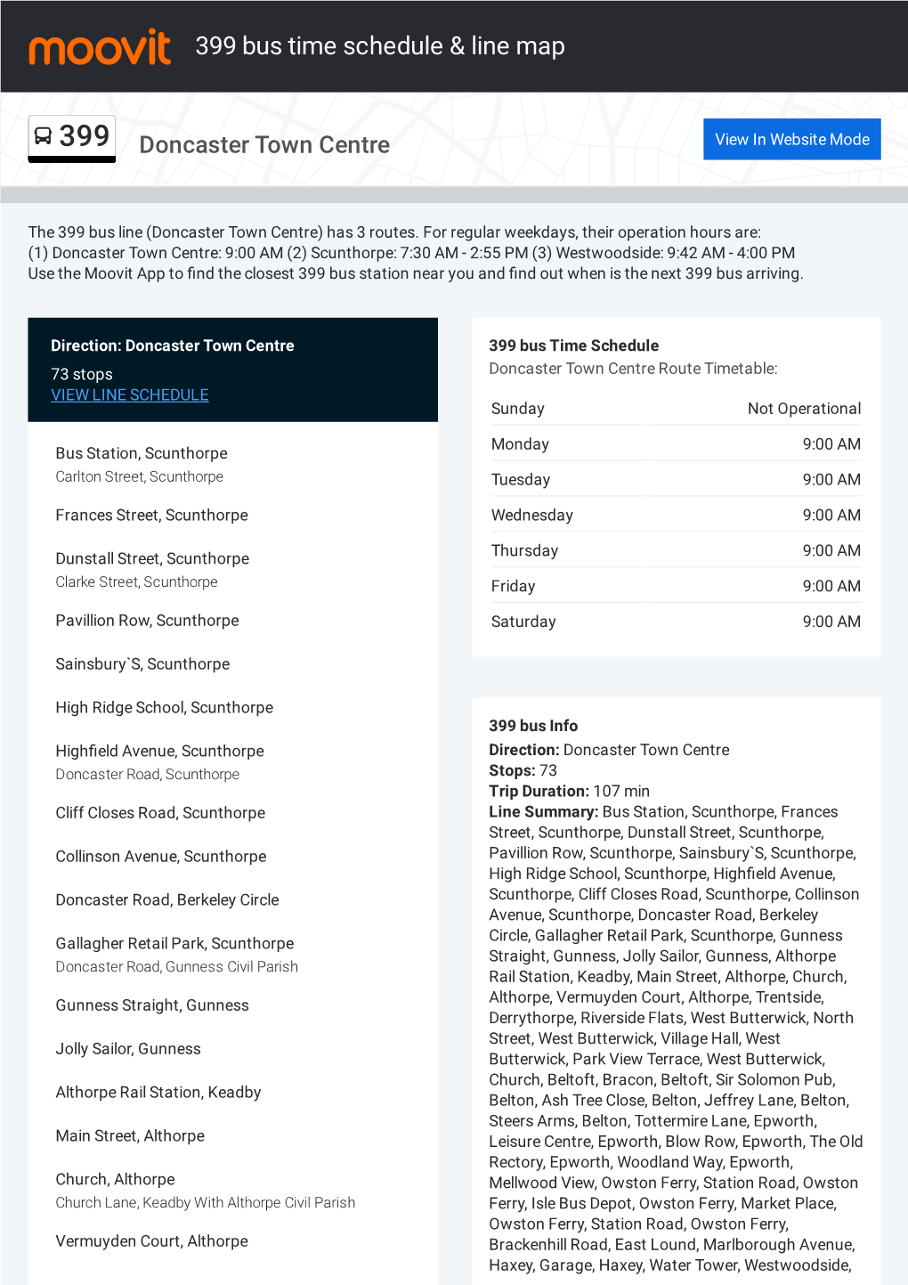 399 Bus Time Schedule & Line Route